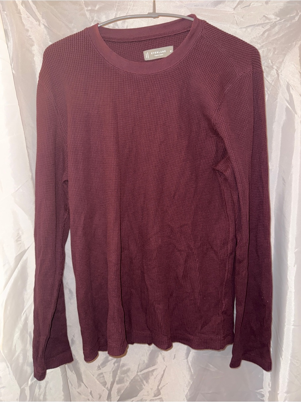 Everlane Burgundy Waffle-Knit Crewneck Sweater